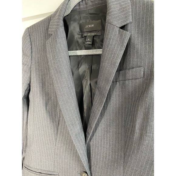 J.CREW Gray Striped Wool Blazer - Women's Size 0 - Preowned WC46 - Picture 13 of 14